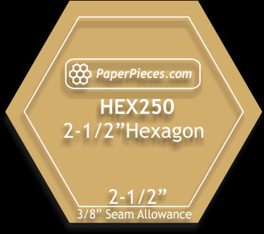 2-1/2&quot; Hexagon - 3/8&quot; Seam Acrylic Template