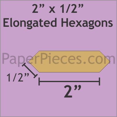 2&quot; x 1/2&quot; Elongated Hexagon - Paper Pieces