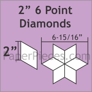 2&quot; 6 Point Diamonds - 3/8&quot; Seam Windowed Acrylic Template