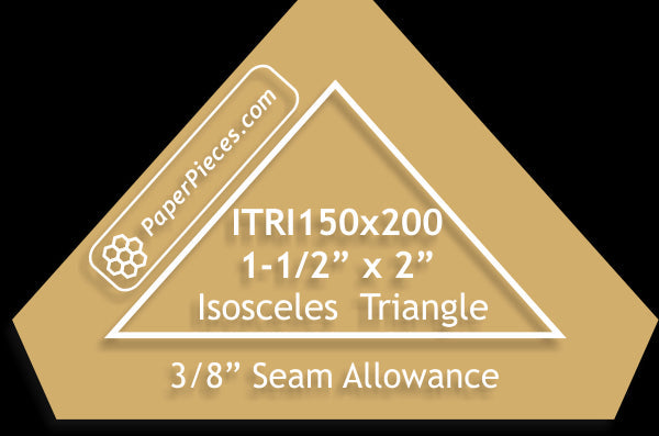 1-1/2&quot; x 2&quot; Isosceles Triangles - 3/8&quot; Seam Acrylic Template