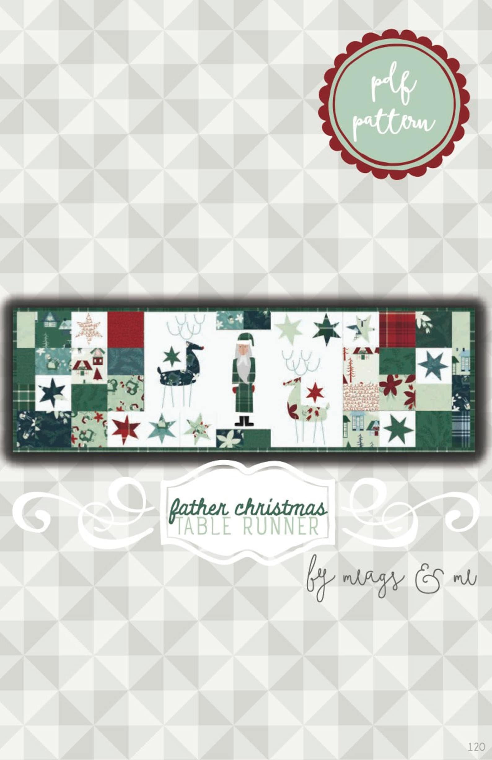 Father Christmas Table Runner Pattern