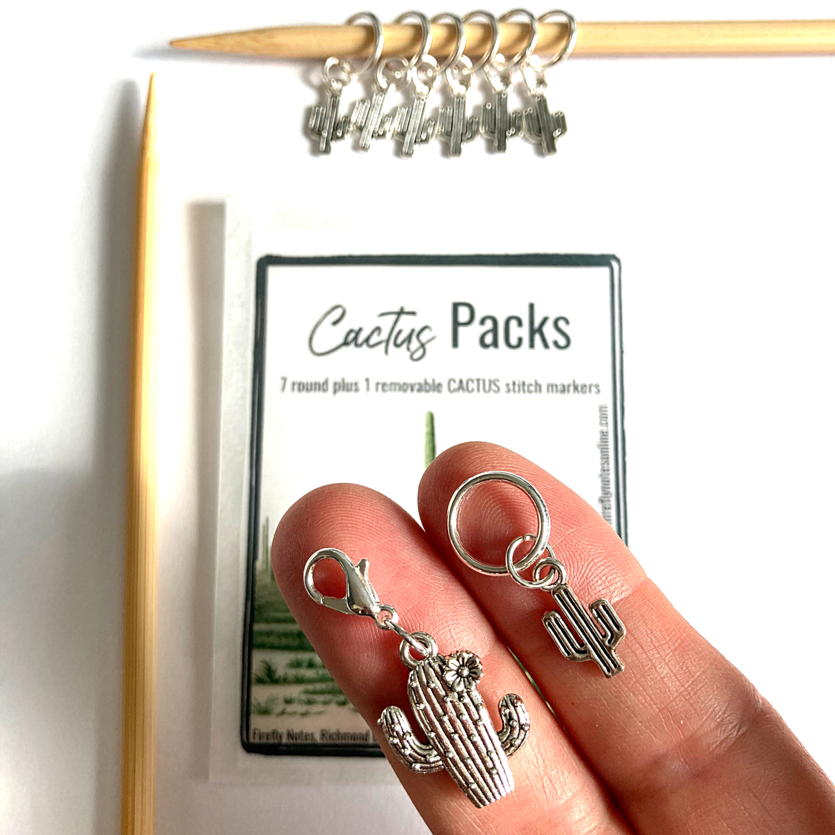 Cactus Stitch Marker Pack - Round &amp; One Removable