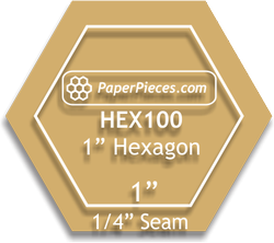 1&quot; Hexagon Template - 1/4&quot; Seam Acrylic Template