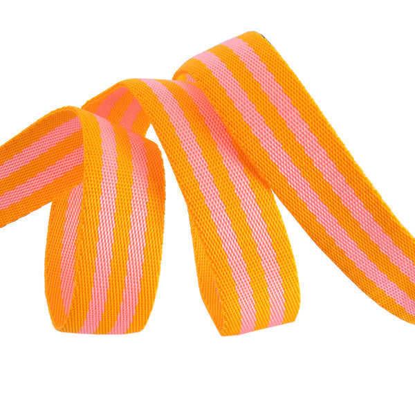 Orange Fizz - 1&quot; - Tula Pink Webbing - PER QUARTER METRE