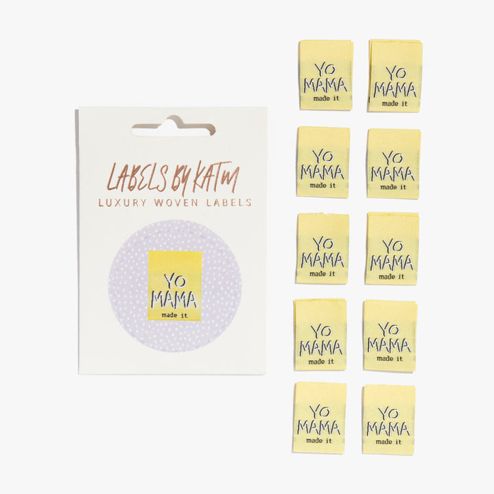 &#39;Yo Mama Made It&#39; Woven Labels - 10 labels per pack
